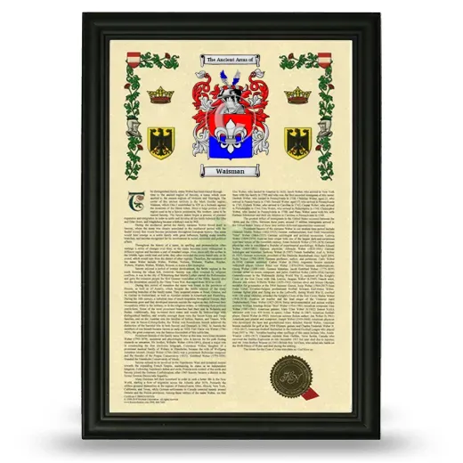 Waisman Armorial History Framed - Black