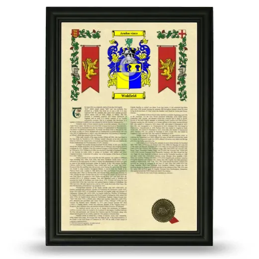 Wakfield Armorial History Framed - Black