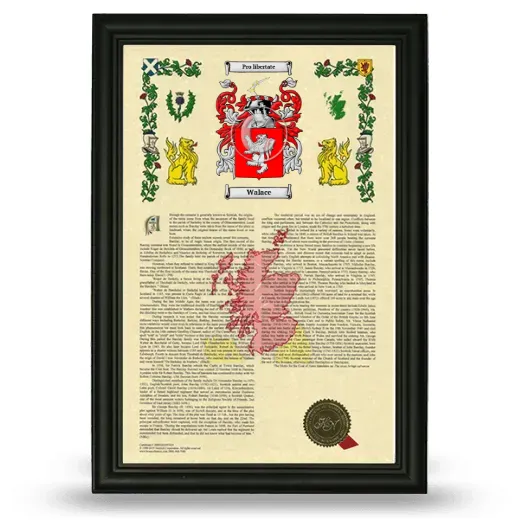 Walace Armorial History Framed - Black
