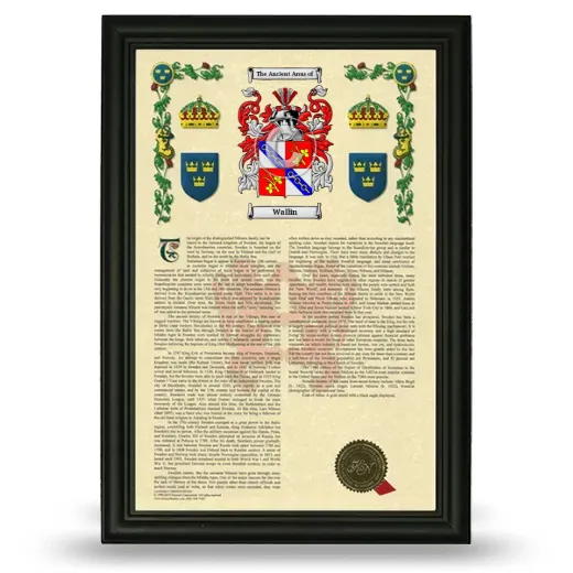 Wallin Armorial History Framed - Black