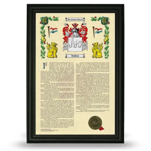 Walters Armorial History Framed - Black