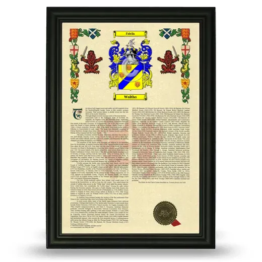Waltho Armorial History Framed - Black