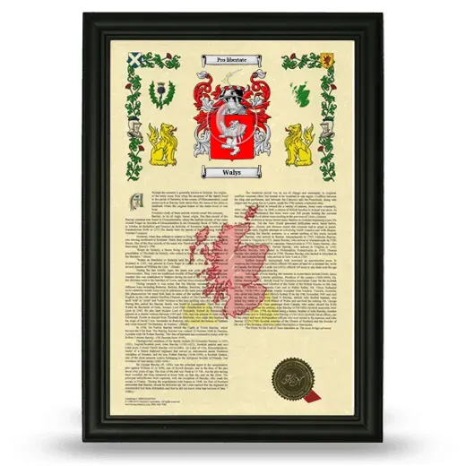 Walys Armorial History Framed - Black
