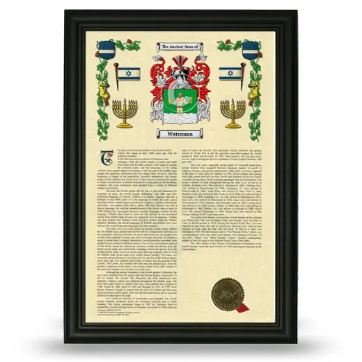 Waterman Armorial History Framed - Black