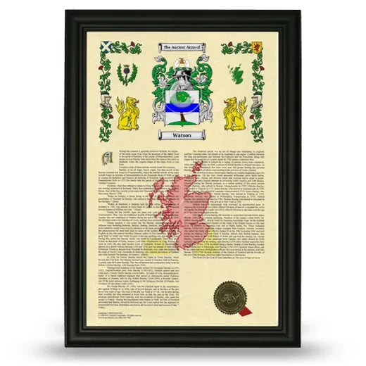 Watson Armorial History Framed - Black