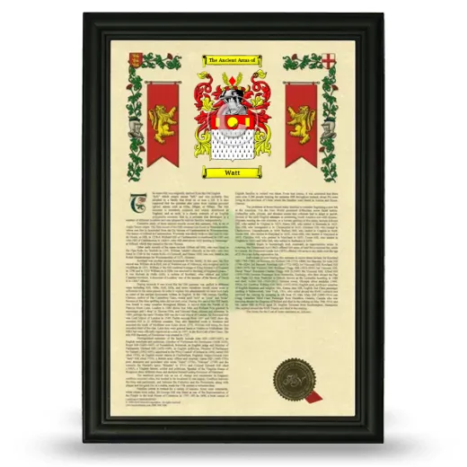 Watt Armorial History Framed - Black
