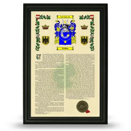 Webber Armorial History Framed - Black