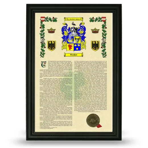 Wecker Armorial History Framed - Black