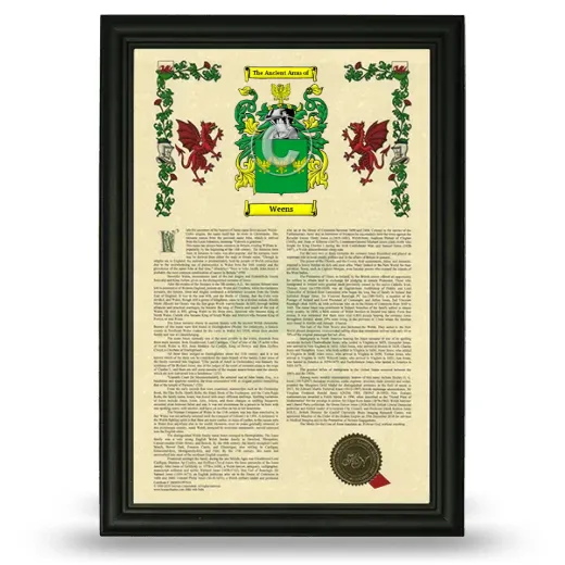 Weens Armorial History Framed - Black