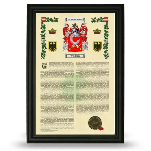 Weickum Armorial History Framed - Black