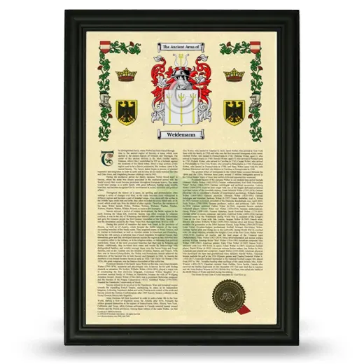 Weidemann Armorial History Framed - Black