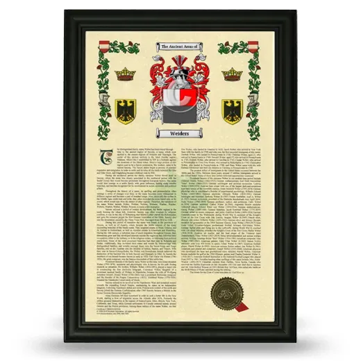 Weiders Armorial History Framed - Black