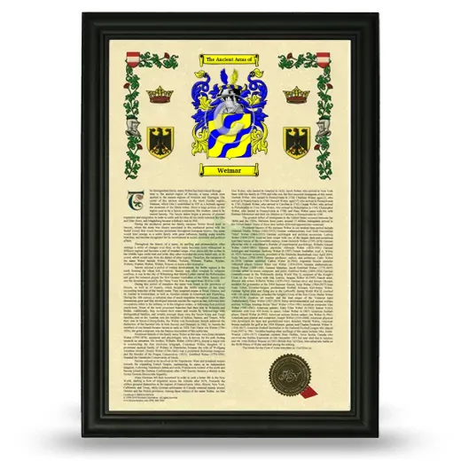 Weimar Armorial History Framed - Black