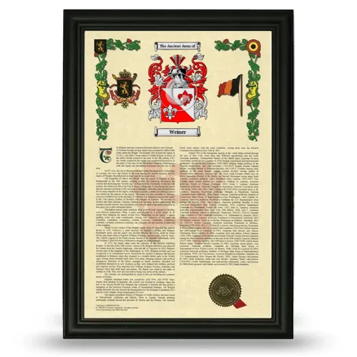 Weiner Armorial History Framed - Black