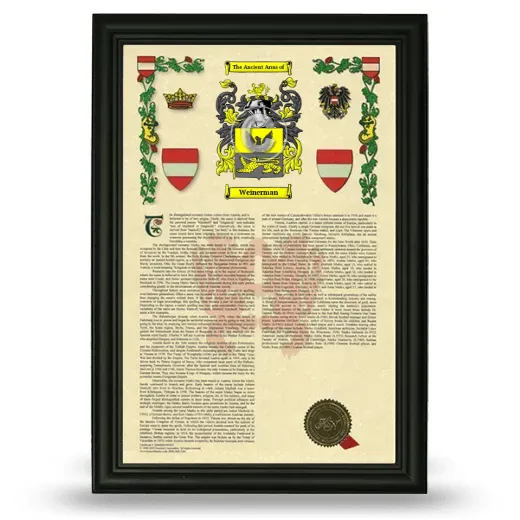 Weinerman Armorial History Framed - Black