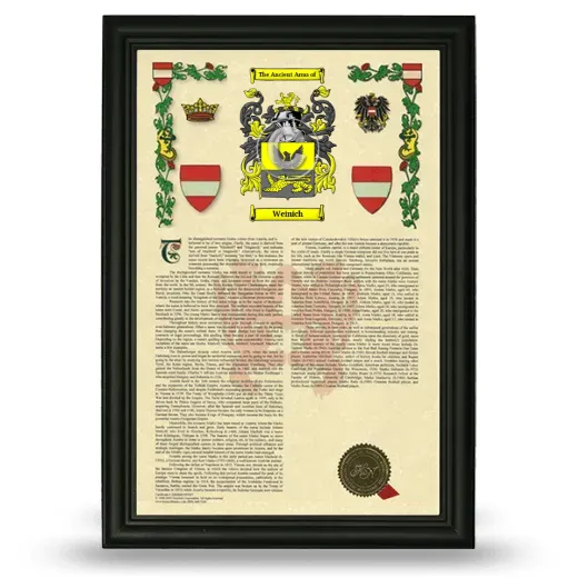 Weinich Armorial History Framed - Black