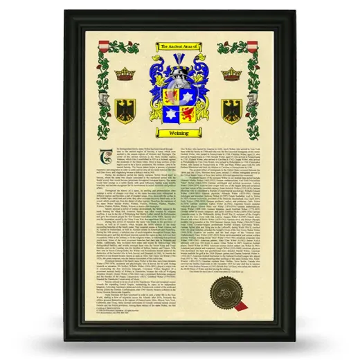 Weining Armorial History Framed - Black