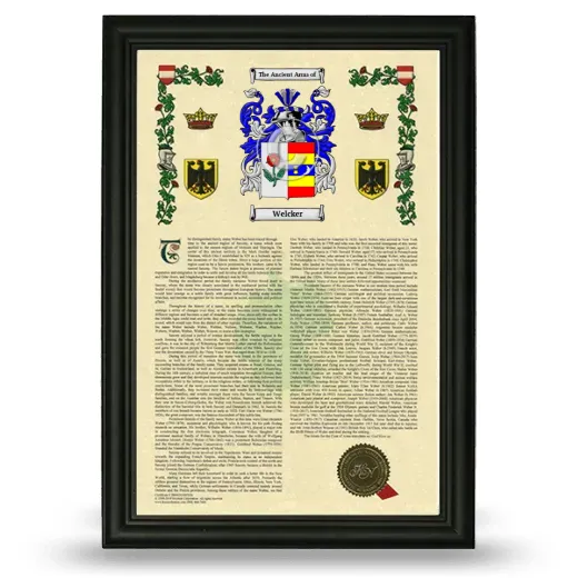 Welcker Armorial History Framed - Black