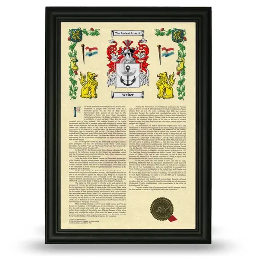 Welker Armorial History Framed - Black