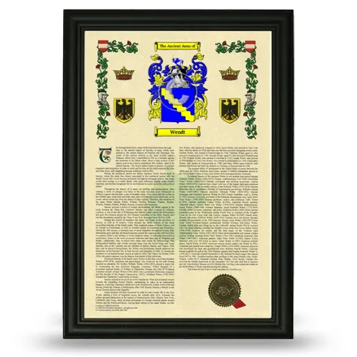 Wendt Armorial History Framed - Black