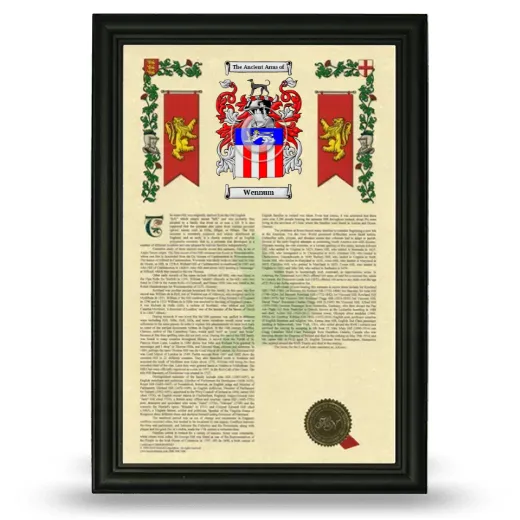 Wennum Armorial History Framed - Black