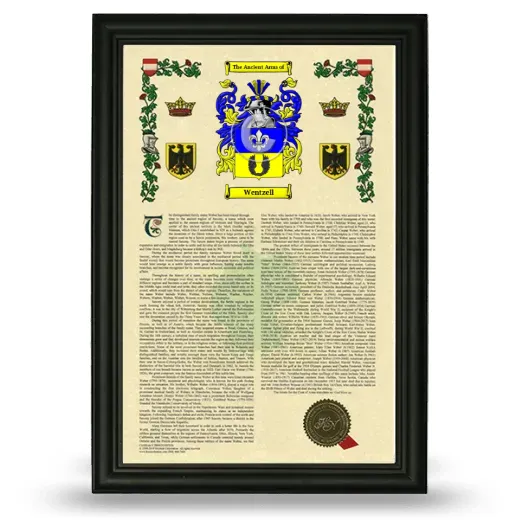 Wentzell Armorial History Framed - Black