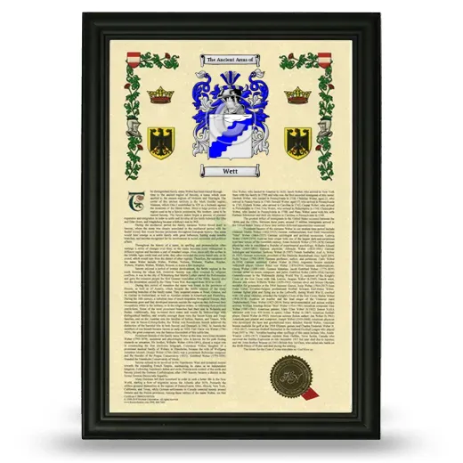 Wett Armorial History Framed - Black