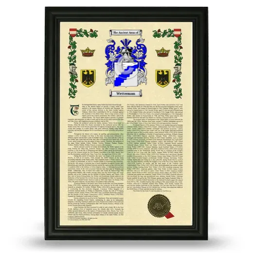 Wetterman Armorial History Framed - Black