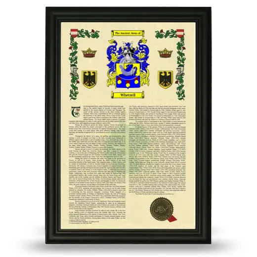 Whetzell Armorial History Framed - Black