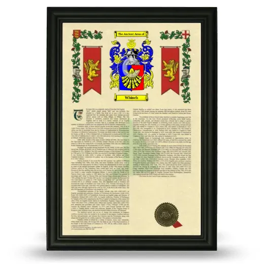 Whinch Armorial History Framed - Black