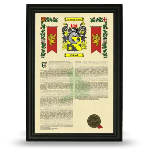 Whitlock Armorial History Framed - Black
