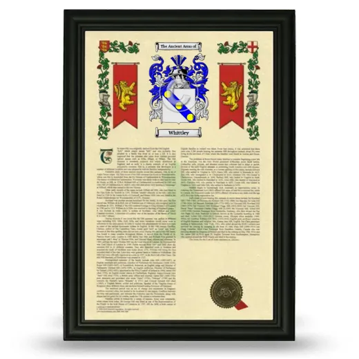 Whittley Armorial History Framed - Black
