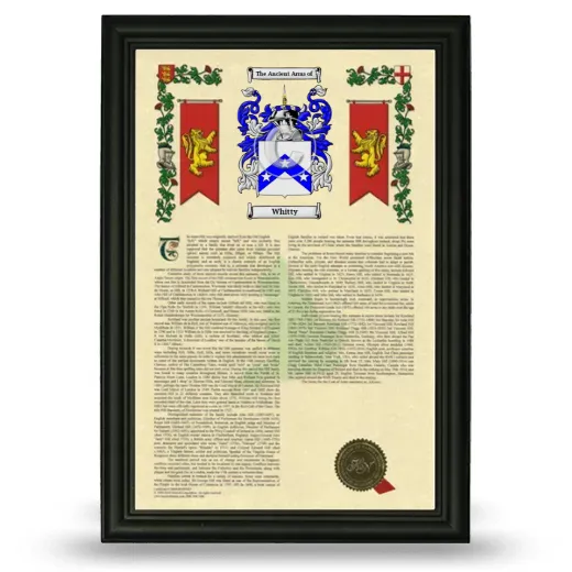 Whitty Armorial History Framed - Black