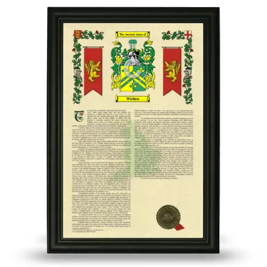 Wicken Armorial History Framed - Black