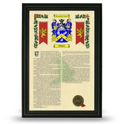 Widness Armorial History Framed - Black