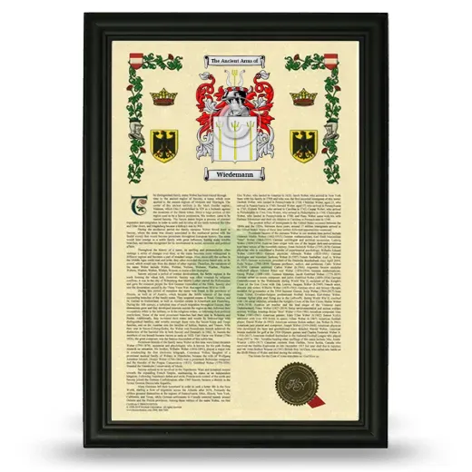 Wiedemann Armorial History Framed - Black