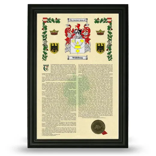Wildeburg Armorial History Framed - Black