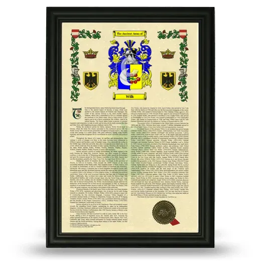 Wilk Armorial History Framed - Black