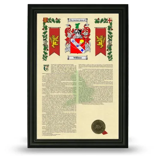 Willians Armorial History Framed - Black