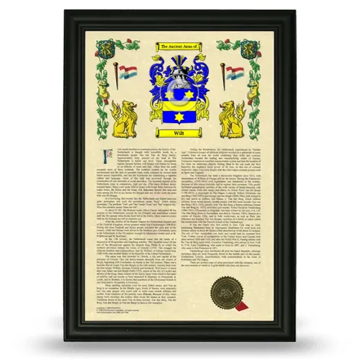 Wilt Armorial History Framed - Black