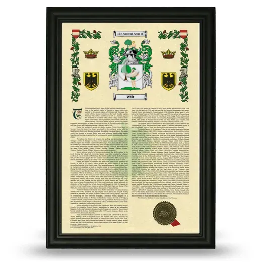 Wilt Armorial History Framed - Black