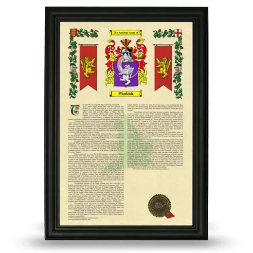Wimbish Armorial History Framed - Black