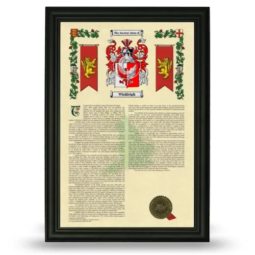 Winkleigh Armorial History Framed - Black