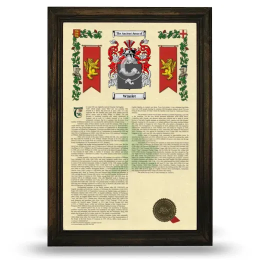 Winslet Armorial History Framed - Brown