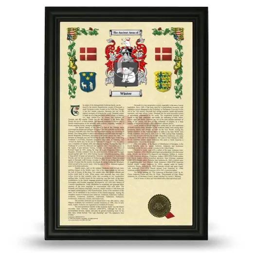 Winter Armorial History Framed - Black