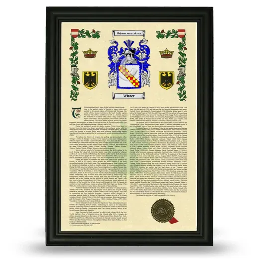 Winter Armorial History Framed - Black