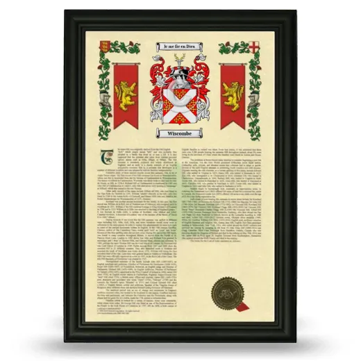 Wiscombe Armorial History Framed - Black