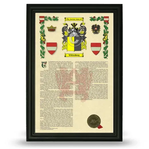 Wittenberg Armorial History Framed - Black