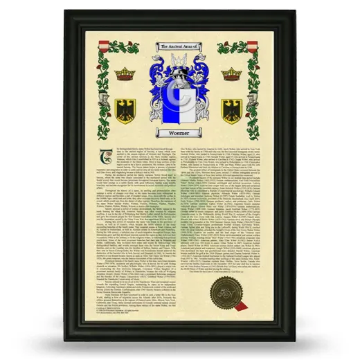 Woerner Armorial History Framed - Black