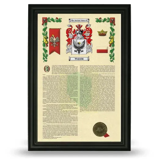 Wojcicki Armorial History Framed - Black
